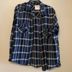 Abercrombie and fitch soft flannel button up navy size large